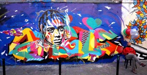 Mur réalisé rue Denoyez, Paris 20