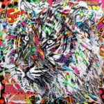 TIGER DREAMS by Jo Di Bona 2018 100x100 technique mixte sur toile
