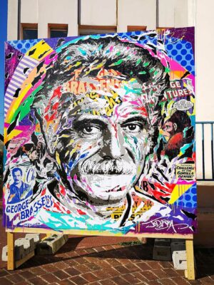 100 ANS GEORGES BRASSENS technique mixte sur toile 250x250 by Jo Di Bona Mitry Mory 2021 © Fond drsquoArt Contemporain