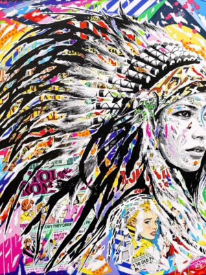 CHIEF WOMAN technique mixte sur toile 120x140 by Jo Di Bona 2020 - Collection privée