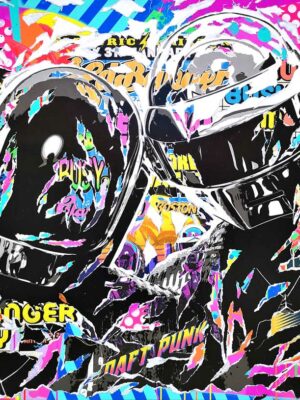 DAFT PUNK technique mixte sur toile 90x130 by Jo Di Bona 2022 - Collection privée