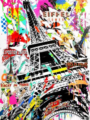 EIFFEL TOWER technique mixte sur toile 80x120 by Jo Di Bona 2022 - Collection privée