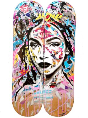 GIRL SK8 technique mixte sur bois by Jo Di Bona 2020 - Collection privée