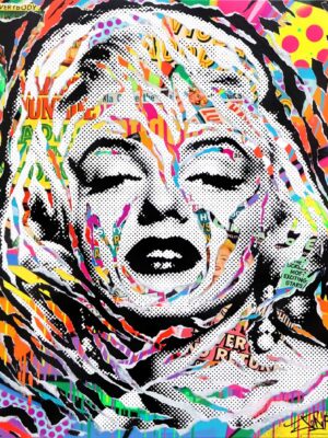 GLAMOROUS CHIC & POP technique mixte sur toile 100x100 by Jo Di Bona 2018 © Au profit du MUSEE EN HERBE collection privee