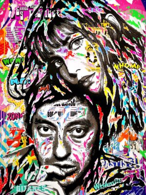 JANE & SERGE technique mixte sur toile 114x162 by Jo Di Bona 2022 - Collection privée