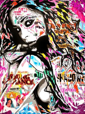 KRISTIN PURPLE technique mixte sur toile 114x146 by Jo Di Bona 2022 © Collection prive