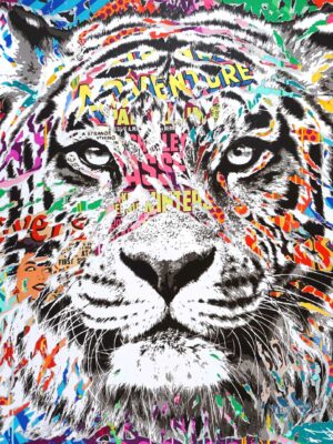 LOVERS TIGER technique mixte sur toile 120x120 by Jo Di Bona 2021 - Collection privée