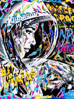 MYSTERY IN SPACE technique mixte sur toile 100x100 by Jo Di Bona 2018 drsquoapres une photo de Wonder Thom - Collection privée