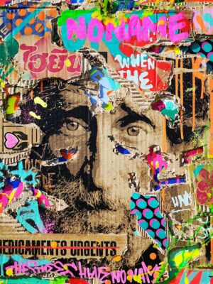 NO NAME technique mixte sur carton 50x50 by Jo Di Bona 2019 © Au profit de RESEAU ENTOURAGE avec URBAN SIGNATURE collection privee