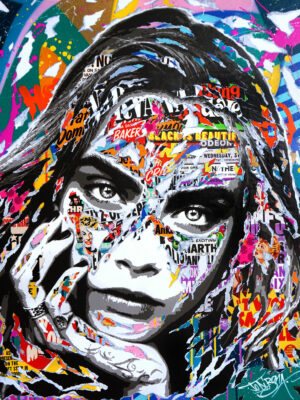 NON STOP POP FM technique mixte sur toile 80x100 by Jo Di Bona 2023 - Collection privée