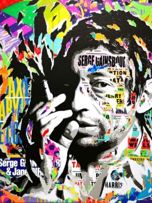 ON THE BEAT technique mixte sur toile 70x70 by Jo Di Bona 2022 - Collection privée