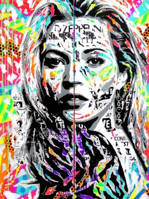 PHOSPHO KATE technique mixte sur toile diptyque 50x150 50x150 by Jo Di Bona 2019 - Collection privée