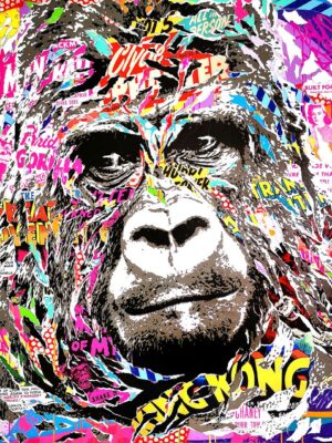 POP GORILLA technique mixte sur toile 150x150 by Jo Di Bona 2022 © Collection prive