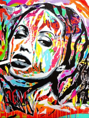SEX PISTOLS technique mixte sur toile 100x100 by Jo Di Bona 2016 - Collection privée