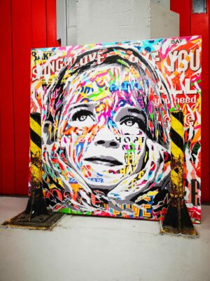 SONG OF LOVE technique mixte sur toile 100x100 by Jo Di Bona 2018 © Don pour le Telethon collection privee