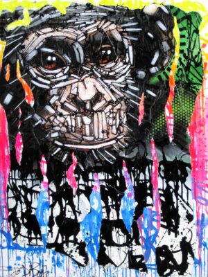 THE FIRST MAN ON EARTH technique mixte sur toile 114x146 by Jo Di Bona 2014 - Collection privée