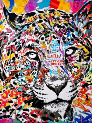 TUTTI FRUTTI LEO technique mixte sur toile 120x120 by Jo Di Bona 2022 - Collection privée