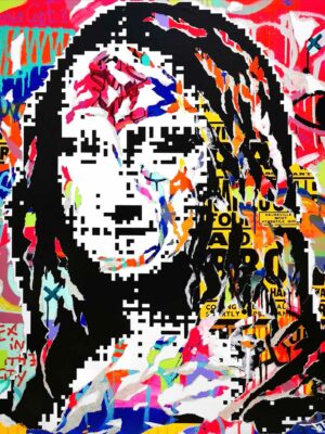 VERSATILE GIRL technique mixte sur toile 100x100 by Jo Di Bona 2022 - Collection privée